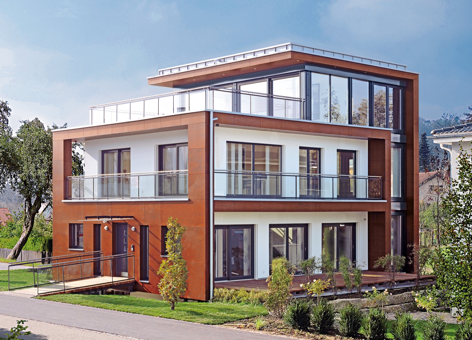 Contemporary house with large aluminium windows