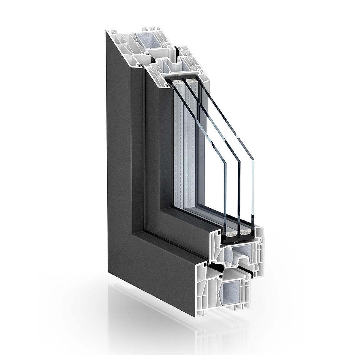 Premium PVC profile in anthracite finish