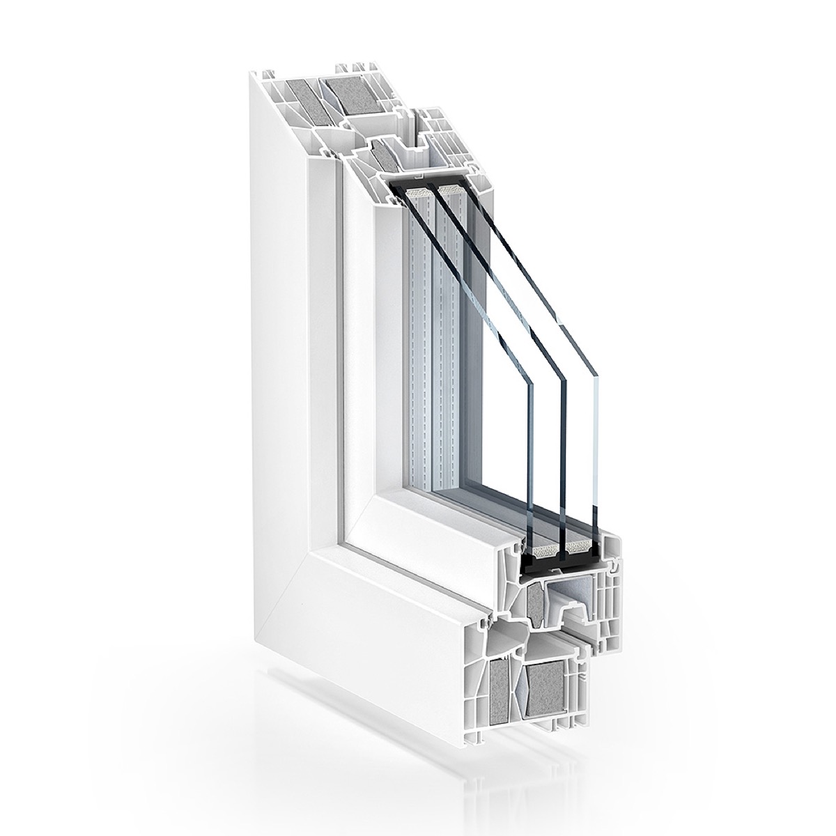 Technical detail of the enhanced insulation of a premium profile