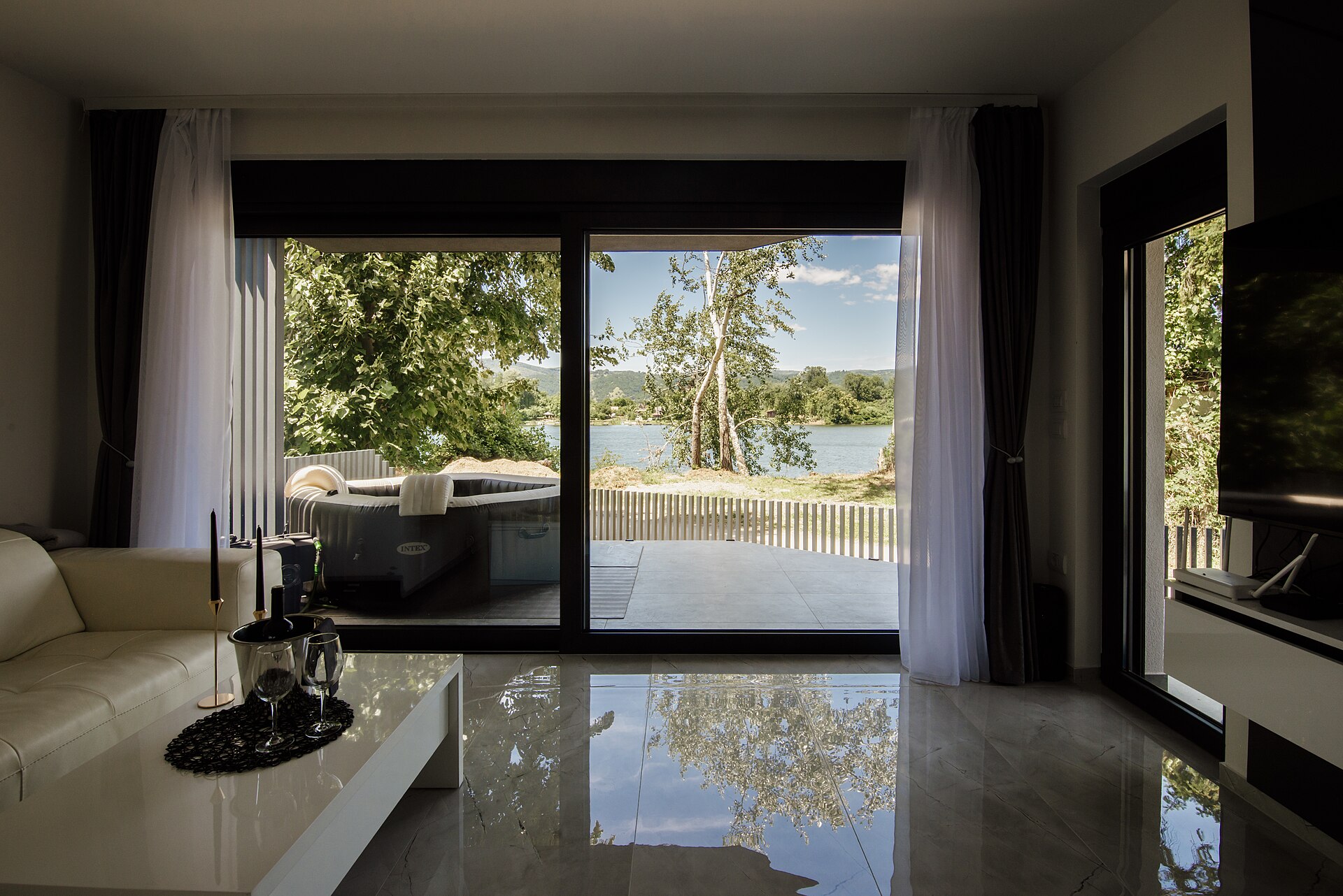 Bright interior with a large PVC picture window